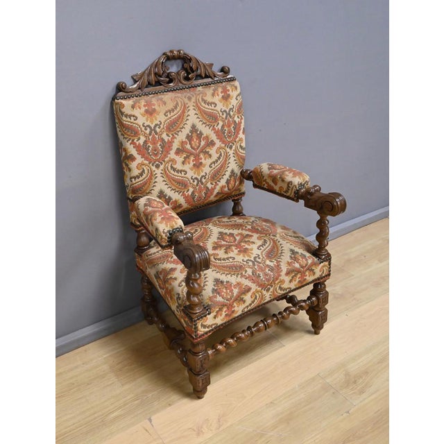 Early 20th Century Louis XIII Oak Armchair For Sale - Image 9 of 18
