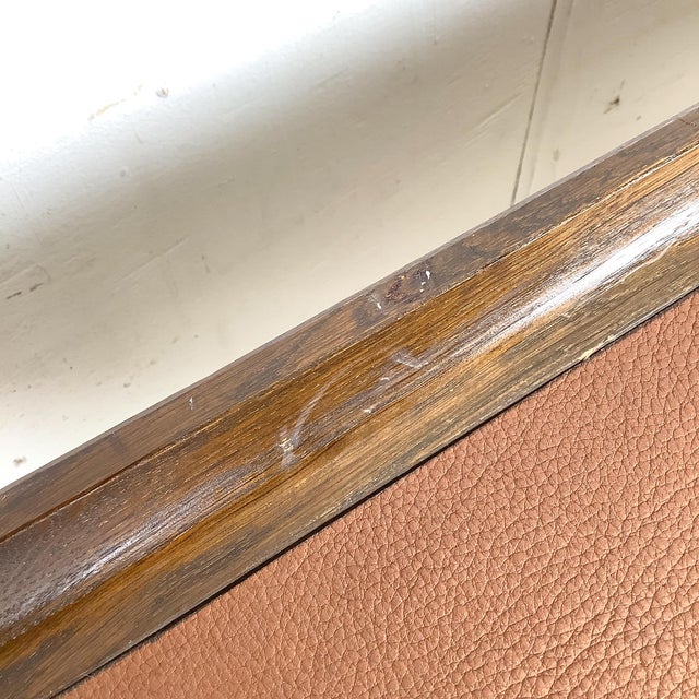 Vintage Studio-Made Square End Table With Cognac Leather Inset Top & Architectural Trestle Base, Mid-Century For Sale - Image 11 of 18