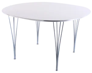 Super Ellipse White Dining Table by Bruno Mathsson and Piet Hein for Fritz Hansen, 1986