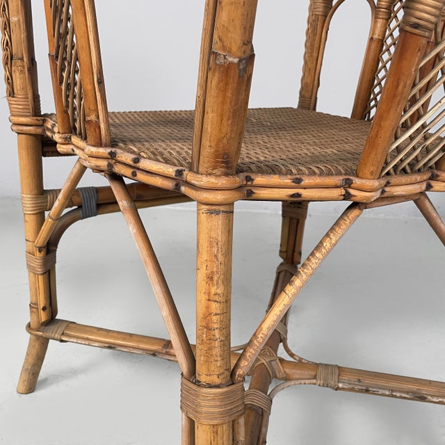 Art Nouveau Italian Chairs with Armrest in Rattan, 1900s, Set of 2 For Sale - Image 17 of 18