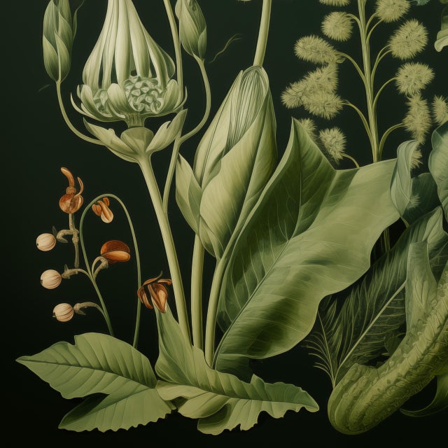 2020s 20' X 20' Original Watercolor Botanical Fine Art Print - Dark Green, Unframed For Sale - Image 5 of 5