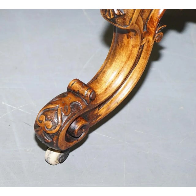 Early Victorian Walnut Side Table with Ornately Carved Base & Legs For Sale - Image 12 of 18