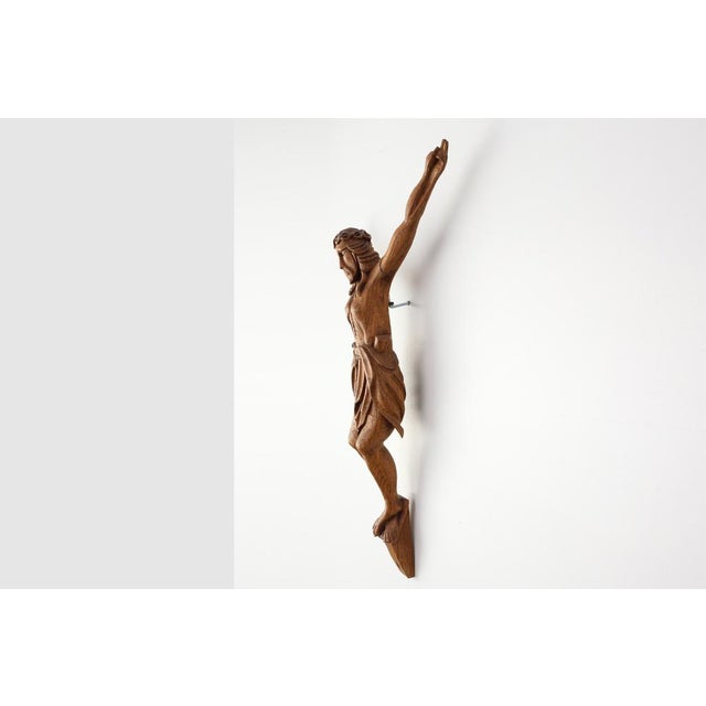 Late 19th Century Sculpted Oak Crucifix, Italy, 1800s For Sale - Image 9 of 14