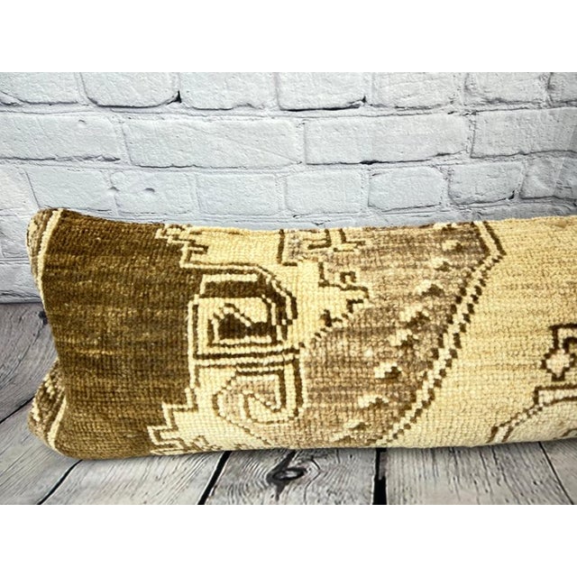 1960s 12 x 46 Lumbar Rug Pillow Eastern Romance Turkish Pillow Cushion Cover For Sale - Image 5 of 7