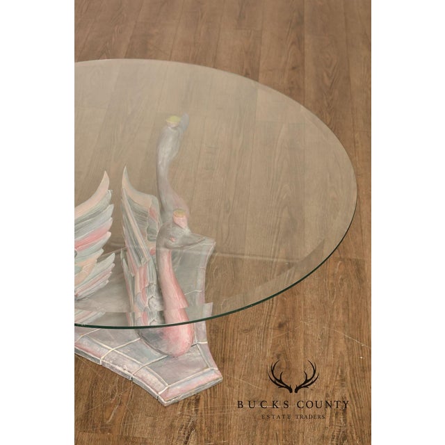 Hollywood Regency Style Swan Form Round Glass Top Center Table For Sale - Image 13 of 18