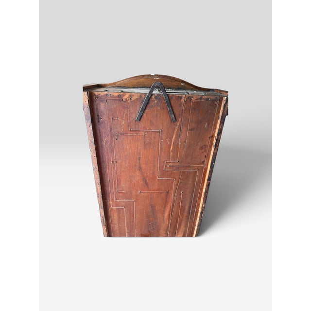 Blue Antique Tall Wood Wall-Hanging Display Cabinet With Arched Wire Mesh Door For Sale - Image 8 of 9