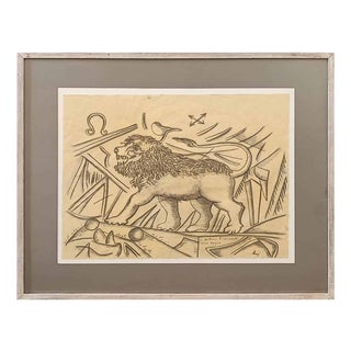 Enrico Baj, Untitled, 1986, Pencil Drawing on Cardboard, Framed For Sale