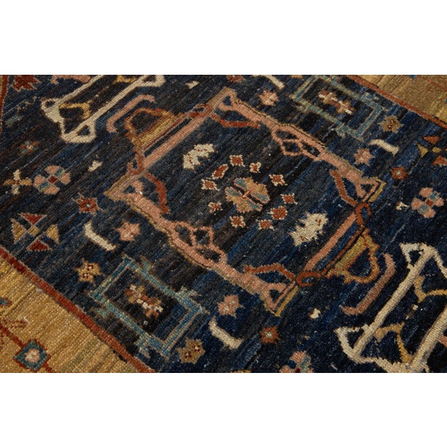 Brown Brown Vintage Bakshaish Handmade Wool Rug With Medallion Design For Sale - Image 8 of 9