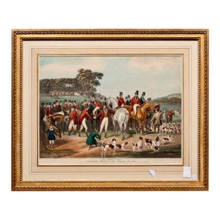 Mid 19th Century Francis Calcraft Turner “The Noble Tips” Tally Ho Fox Hunt Hand-Colored Lithograph, Framed For Sale