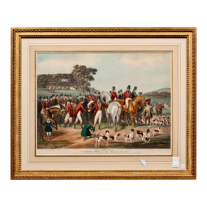 Mid 19th Century Francis Calcraft Turner “The Noble Tips” Tally Ho Fox Hunt Hand-Colored Lithograph, Framed
