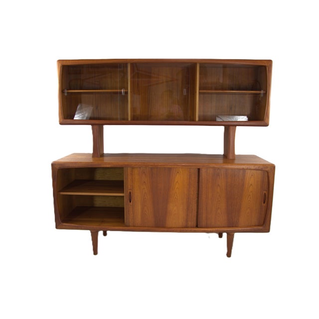 H.P. Hansen Teak Credenza with Hutch, circa 1960’s. Scandinavian Style. Danish modern credenza and china display hutch...