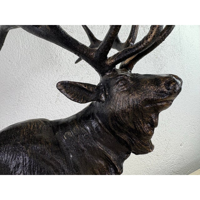 Handsome Vintage Cast-Iron Stag Sculpture For Sale - Image 11 of 12