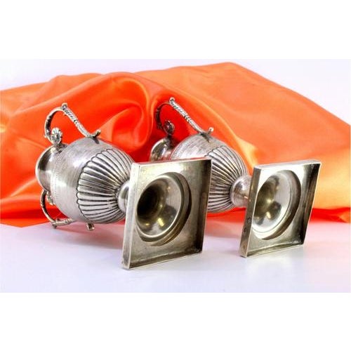 Silver Altar Jars with Reliefs and Gummed Applications, Set of 2, in Very Good conditions. Designed before 1890 This piece...