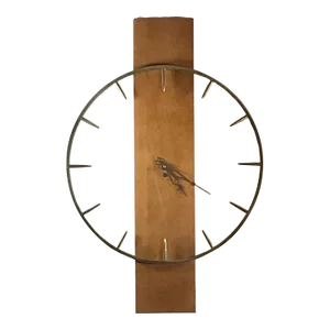 Mid-Century Modern 20inch Large Brass Maple Wall Clock by Feigelman, Battery Powered - Circa 1960’s
