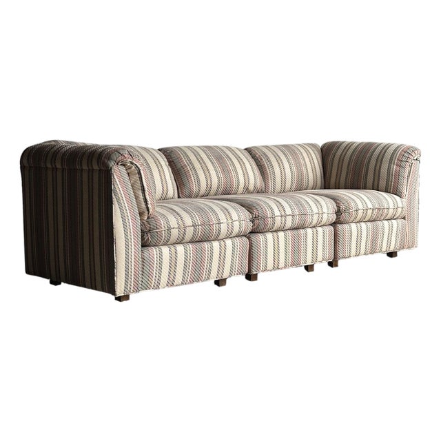 Vintage Postmodern Three-Piece Modular Sectional Sofa, C. 1980s For Sale