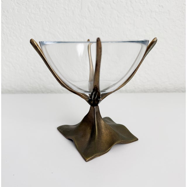 1950s Bronze & Glass Footed Candy Dish For Sale - Image 4 of 8