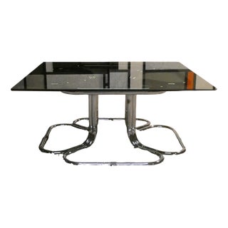 Coffee Table in Steel and Glatto Glass by Giotto Stoppino, 1970s For Sale