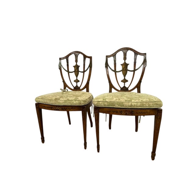 Pair of Antique 19th Century English Federal Hepplewhite Caned Side Chairs For Sale - Image 14 of 14