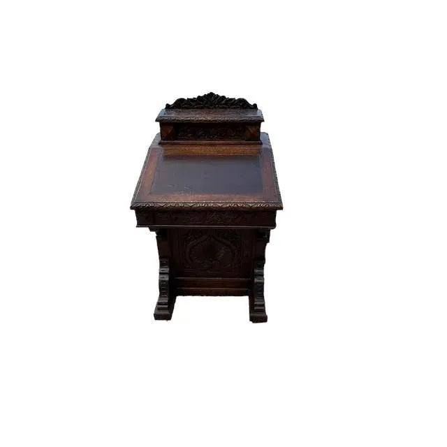 English 19th Century English Carved Oak Davenport For Sale - Image 3 of 12