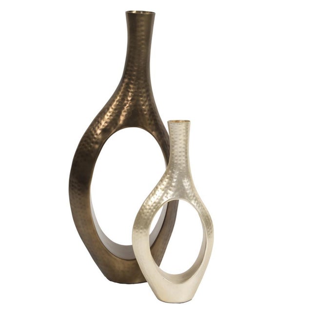 Contemporary Asymmetrical Aluminum Bronze Vase - Large For Sale - Image 3 of 5