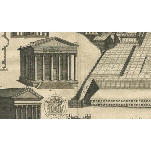 After Montfaucon, Antique Roman Temple Architecture & Archaeological Plan, 1721, Engraving For Sale - Image 4 of 10