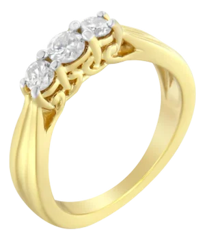 10K Yellow Gold Three-stone Diamond Ring (0.50 cttw, J-K Color, I2-I3 Clarity)