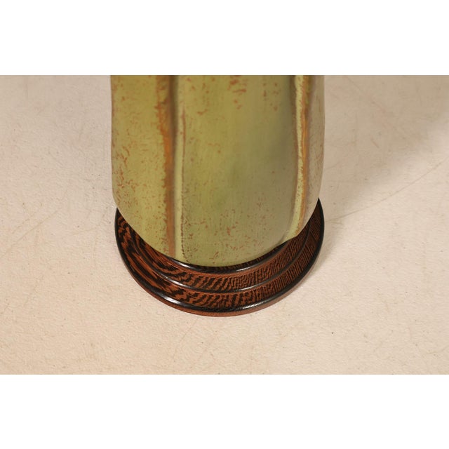 Ceramic Ephraim Faience Pottery Arts And Crafts Green Lighthouse Table Lamp For Sale - Image 7 of 18