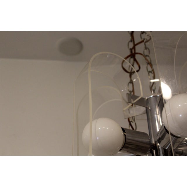 Vintage Mid Century Lucite Chrome Ribbon Chandelier Pendant Light Sonneman Style For Sale - Image 11 of 11