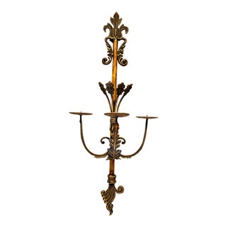 French Louis XV Wall Sconce Vintage Bronze Gilt 36 Inch Antique For Sale