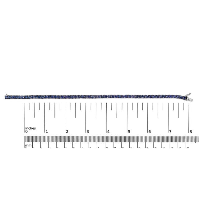 Early 21st Century Men's .925 Sterling Silver Created Blue Sapphire Tennis Bracelet - 8.5" Inches For Sale - Image 5 of 5