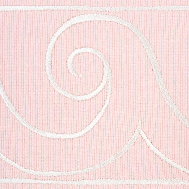 Contemporary Sample - Schumacher X Miles Redd Greek Waves Trim in White on Blush For Sale - Image 3 of 6