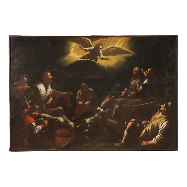 Bassano School Artist, The Announcement to the Shepherds, 1630, Oil on Canvas For Sale