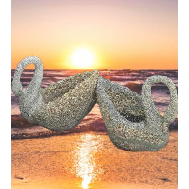 Late 20th Century Late 20th Century Stone & Pebbles Swan Planters - A Pair For Sale - Image 5 of 12