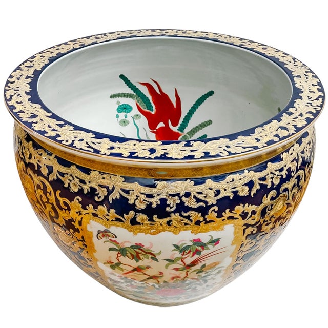 Mid 20th Century Large Scale Chinese Export Rose Canton Fish Bowl Planter For Sale - Image 4 of 10