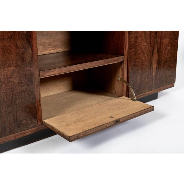 Antique Art Deco Italian Walnut Wood Credenza Cabinet For Sale - Image 9 of 12