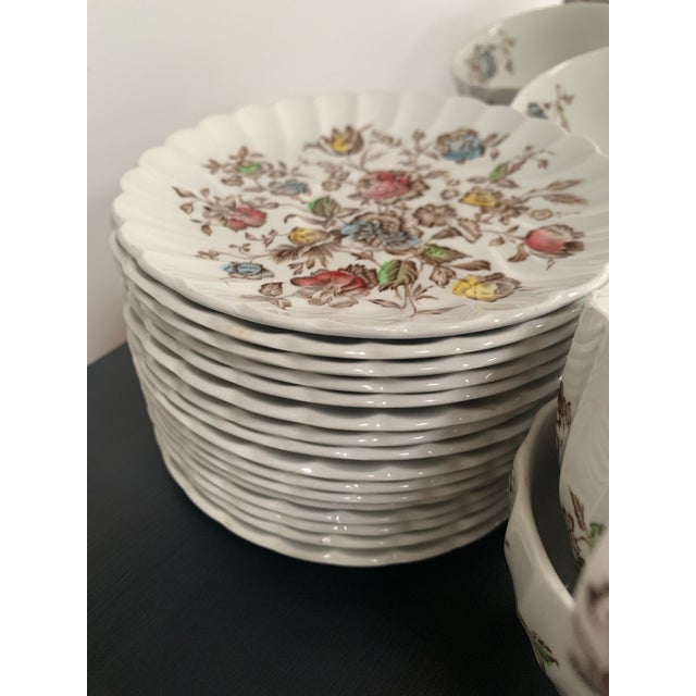 Mid 20th Century Staffordshire Bouquet Johnson Bro. Teacups & Saucers - Set of 30 For Sale - Image 5 of 6