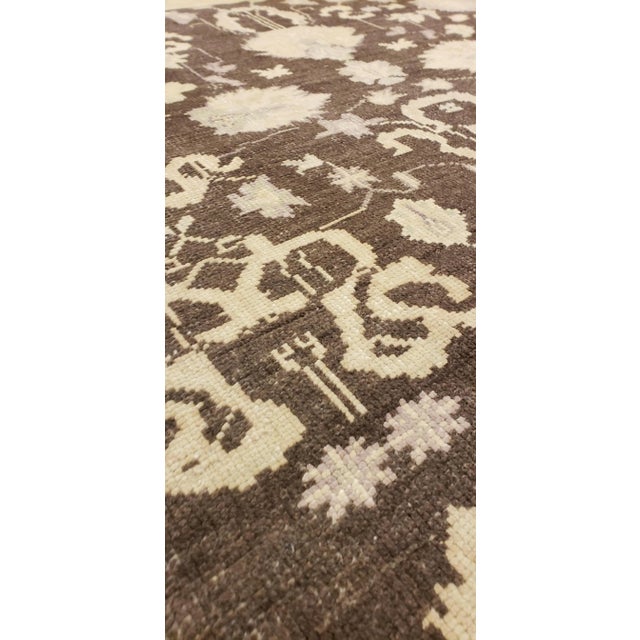Vintage Oushak Handmade Turkish Oriental Beige, Taupe & Charcoal Rug For Sale - Image 9 of 10