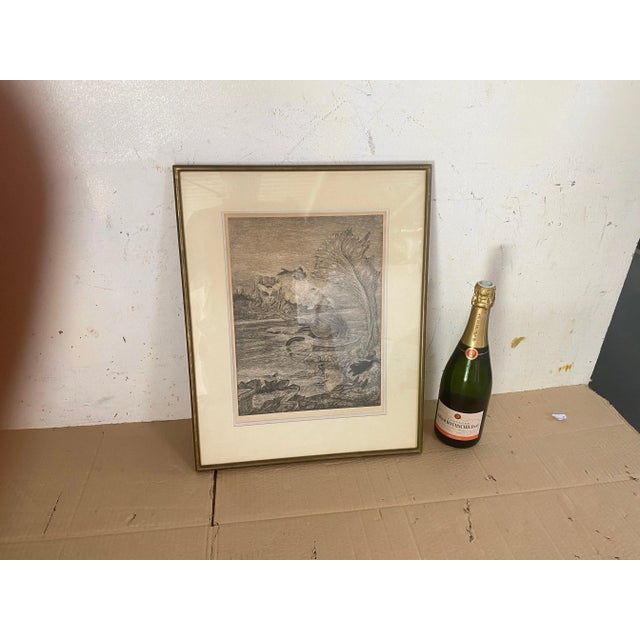 Engraving by Herbert Lespinasse, wtih frame in Gilt wood. Herbert Lespinasse was the only American deported to the...