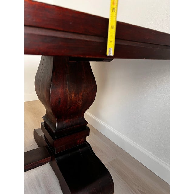 Maroon Heavy Solid Wood Dining Table For Sale - Image 8 of 12