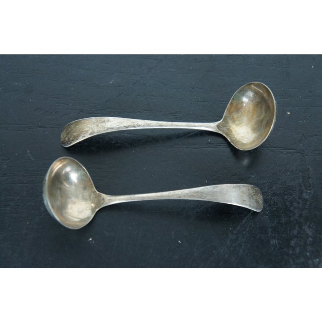 Antique 1936 Edward Viner Sterling Silver Gravy Sauce Boats & Ladles Box Set- 4 Pieces For Sale - Image 11 of 12