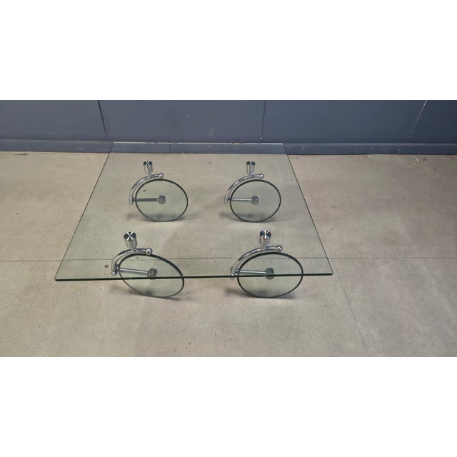 Glass Coffee Table with Wheels by Gae Aulenti, 1980s For Sale - Image 6 of 13