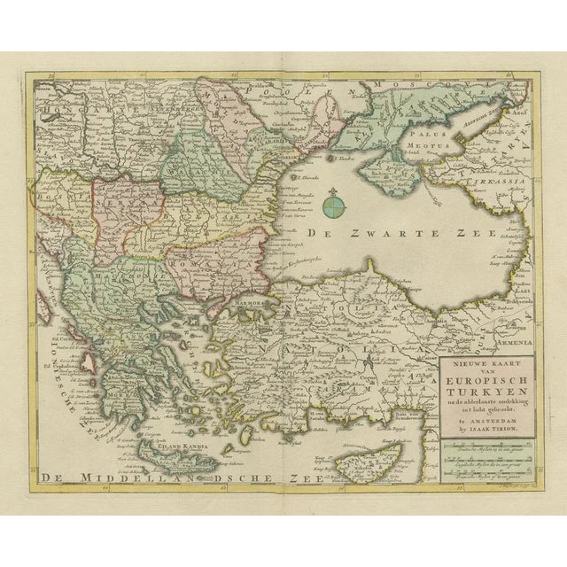 Antique Map of Greece and Turkey, 1733 For Sale - Image 3 of 6