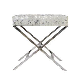 Pasargad Home Forest Steel and Cowhide Bench For Sale