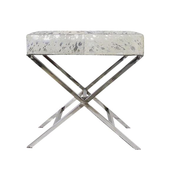 Pasargad Home Forest Steel and Cowhide Bench For Sale
