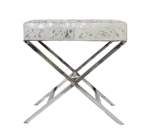 Pasargad Home Forest Steel and Cowhide Bench