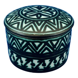 Futurist Lead Glazed Majolica Ceramic Box by Fama Ascoli Piceno, Italy, 1930s For Sale