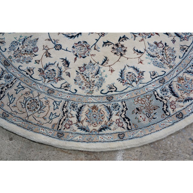Vintage Nain Floral All Over Vine Palmette Round Wool & Silk Area Rug 74" For Sale - Image 12 of 13