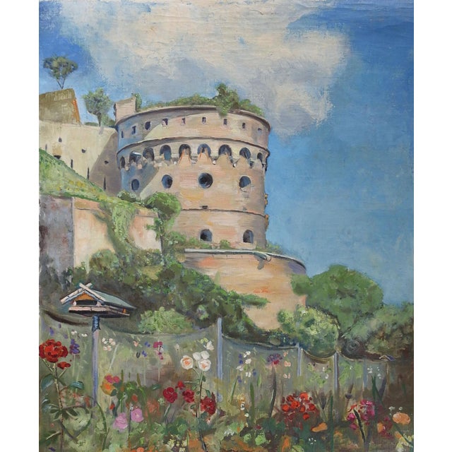 Mid 20th Century Mid 20th Century Painting Maschikuli Tower Wurzburg Germany For Sale - Image 5 of 5