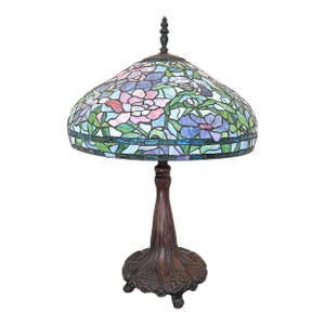 1920s Authentic Tiffany Peony Design Table Lamp