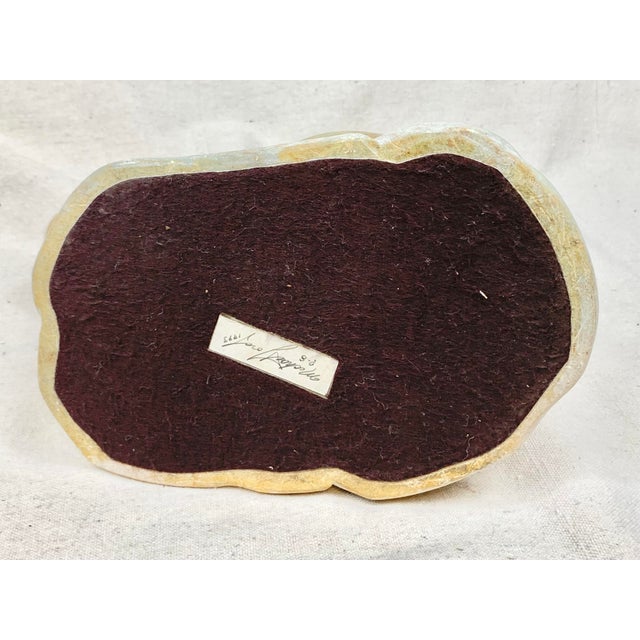 Brown Vintage 1993 Michael Lord Hand Carved Stone Bunny Statue For Sale - Image 8 of 11